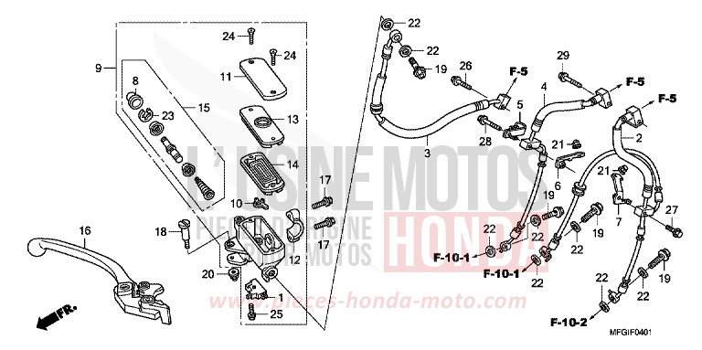 FR. BRAKE MASTER CYLINDER (CB600FA/FA3) for CB600F Hornet ABS PEARL COOL WHITE (NHA16) from 2010